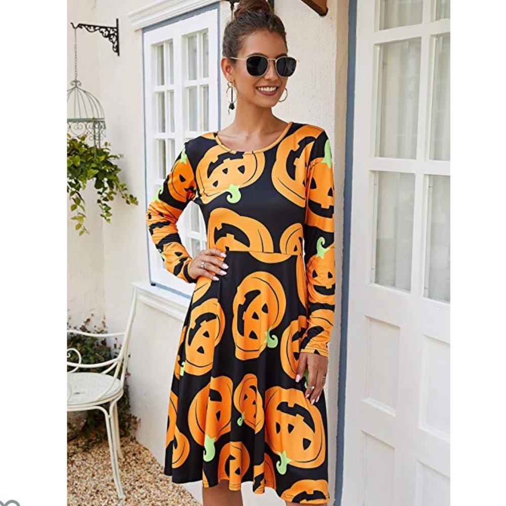 Worn Once! Pumpkin Xxl Swing Dress Holiday